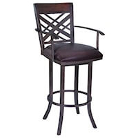 26" Arm Barstool with Upholstered Swivel Seat