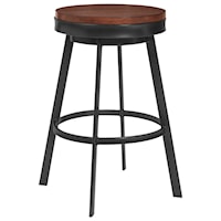 26" Counter Height Barstool in Mineral Finish with Walnut Wood Seat