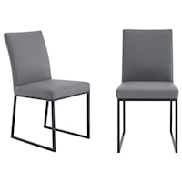 Contemporary Dining Chair in Grey Faux Leather