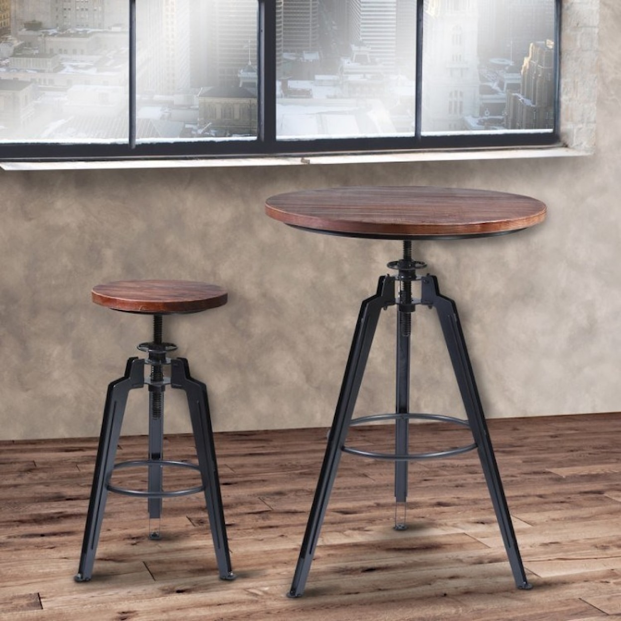 Armen Living Tribeca Adjustable Swivel Barstool