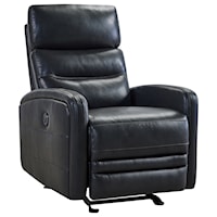 Contemporary Power Recliner in Genuine Leather