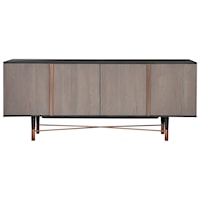 Modern Solid Oak Wood Sideboard Cabinet with Adjustable Shelves
