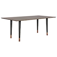 Modern Solid Oak Wood Dining Table with Copper Tip Legs