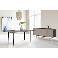 Modern 2-Piece Set with Solid Wood Dining Table and Sideboard