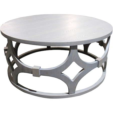 42" Round Wood and Metal Coffee Table