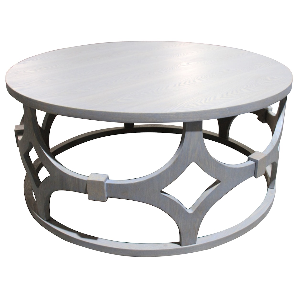 Armen Living Tuxedo 42" Round Wood and Metal Coffee Table