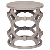  Tuxedo Round End Table with Gray Finish and Gray Top
