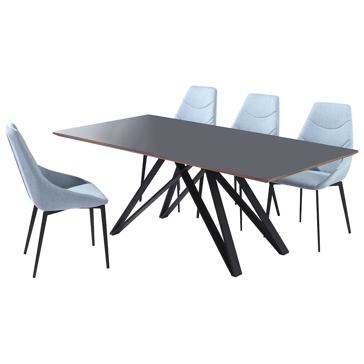 Armen Living Urbino Contemporary Grey Glass 5-Piece Dining Set