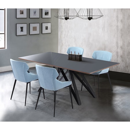 Contemporary Grey Glass 5-Piece Dining Set