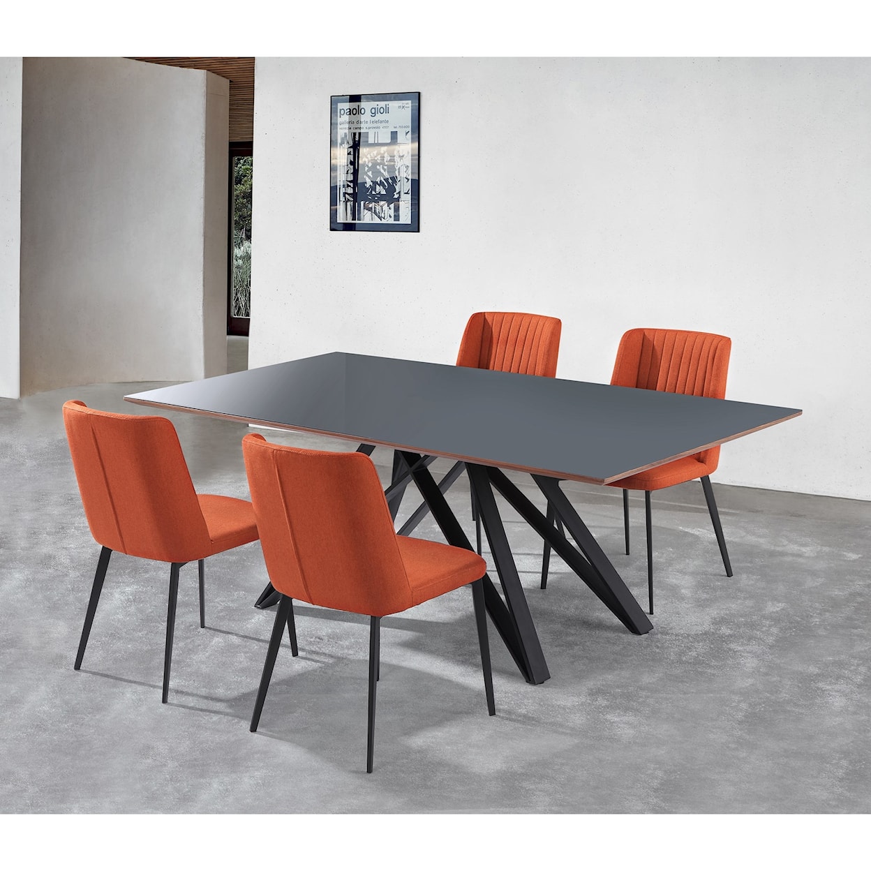 Armen Living Urbino Contemporary Grey Glass 5-Piece Dining Set