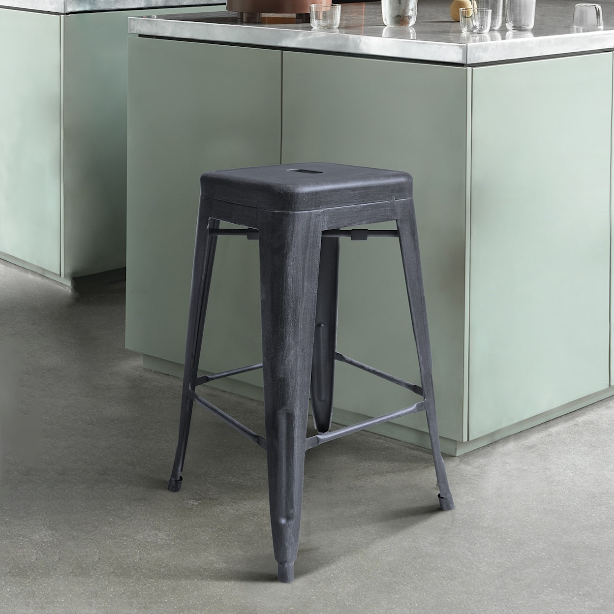 Armen Living Zed Industrial 26" Counter Height Barstool