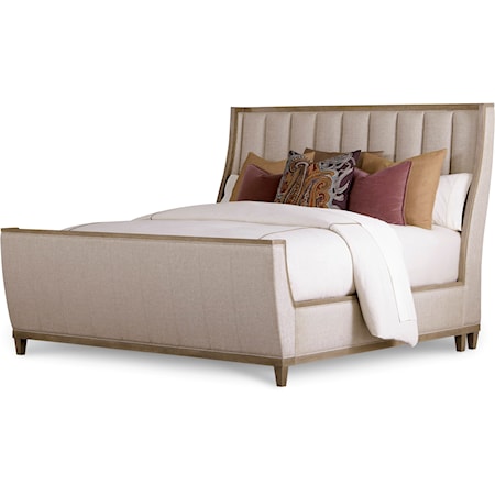 Queen Chelsea Upholstered Shelter Sleigh Bed