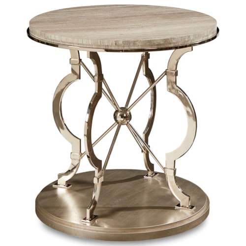 Yeats Round Lamp Table with Marble Top