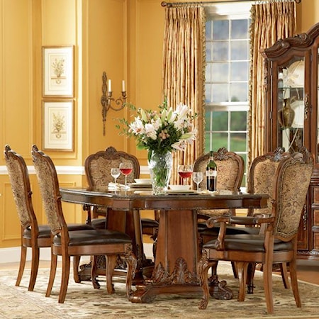 7 Piece Double Pedestal Dining Table Set