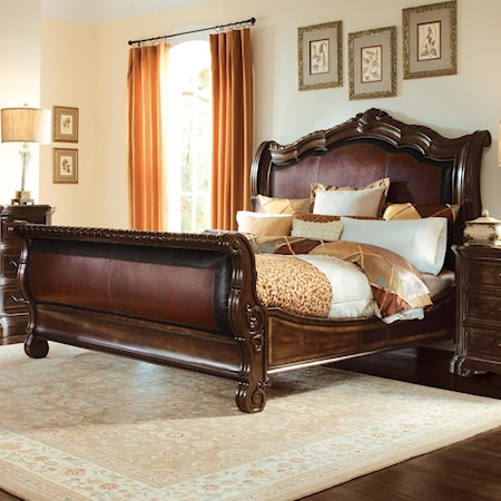 Queen Upholstered Sleigh Bed - Complete Set