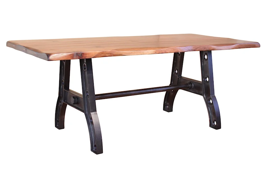 Parota Trestle Table with Iron Base by International Furniture Direct at VanDrie Home Furnishings
