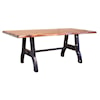 International Furniture Direct Parota Trestle Table with Iron Base