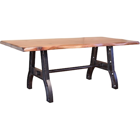 Trestle Table with an Industrial Style Iron Base