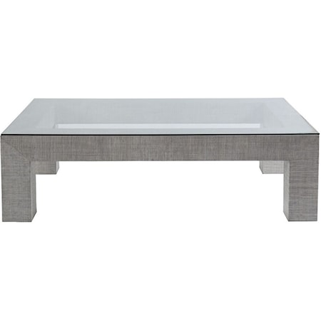 Contemporary Rectangular Cocktail Table with Glass Top