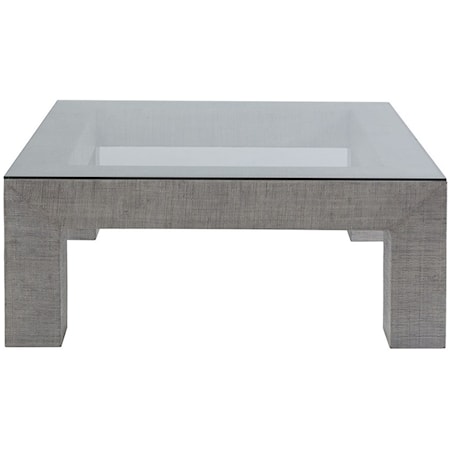 Contemporary Square Cocktail Table with Glass Top