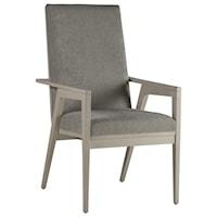 Contemporary Upholstered Dining Arm Chair with Cane Back