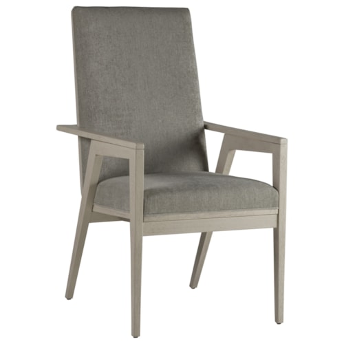 Contemporary Upholstered Dining Arm Chair with Cane Back