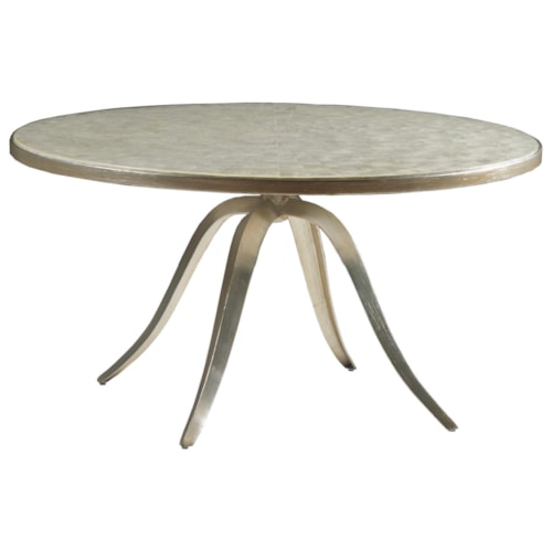 Transitional Round Cocktail Table with Capiz Shell Top