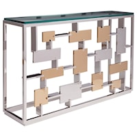 Transitional Console Table with Glass Top