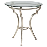 Transitional Round End Table with Glass Top