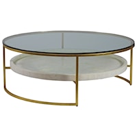 Transitional Round  50 Inch Cocktail Table with Glass Top