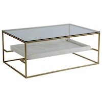 Transitional 45 Inch Rectangular Cocktail Table with Glass Top