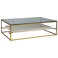 Transitional 60 Inch Rectangular Cocktail Table with Glass Top
