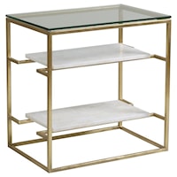 Transitional Tiered End Table with Glass Top
