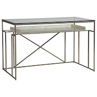 Transitional Writing Desk with Glass Top