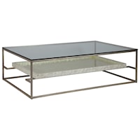 Transitional 60 Inch Rectangular Cocktail Table with Glass Top