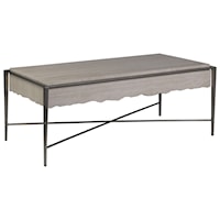 Contemporary Rectangular Cocktail Table with Travertine Stone Top