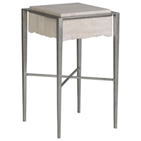 Contemporary Square Spot Table with Travertine Stone Top