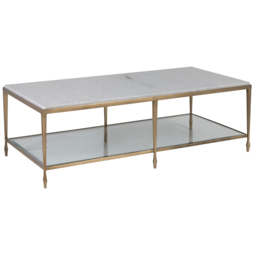 Transitional Rectangular Cocktail Table with Marble Top