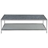 Contemporary Rectangular Cocktail Table with Eglomise Glass Top