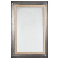 Modern Rustic Rectangular Metal Trimmed Wood Mirror