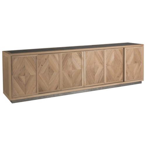 Modern Rustic 101 Inch TV Stand with Sliding Doors