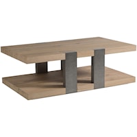 Modern Rustic Rectangular Wood and Metal Cocktail Table