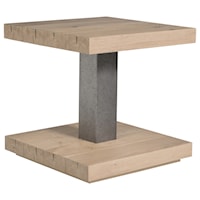 Modern Rustic Square Wood and Metal End Table