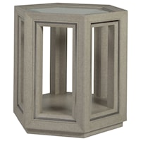 Contemporary Hexagonal End Table with Glass Top