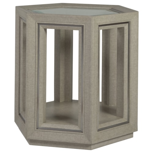 Contemporary Hexagonal End Table with Glass Top