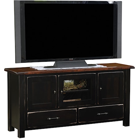 Customizable 60" Solid Wood TV Stand with 2 Drawers