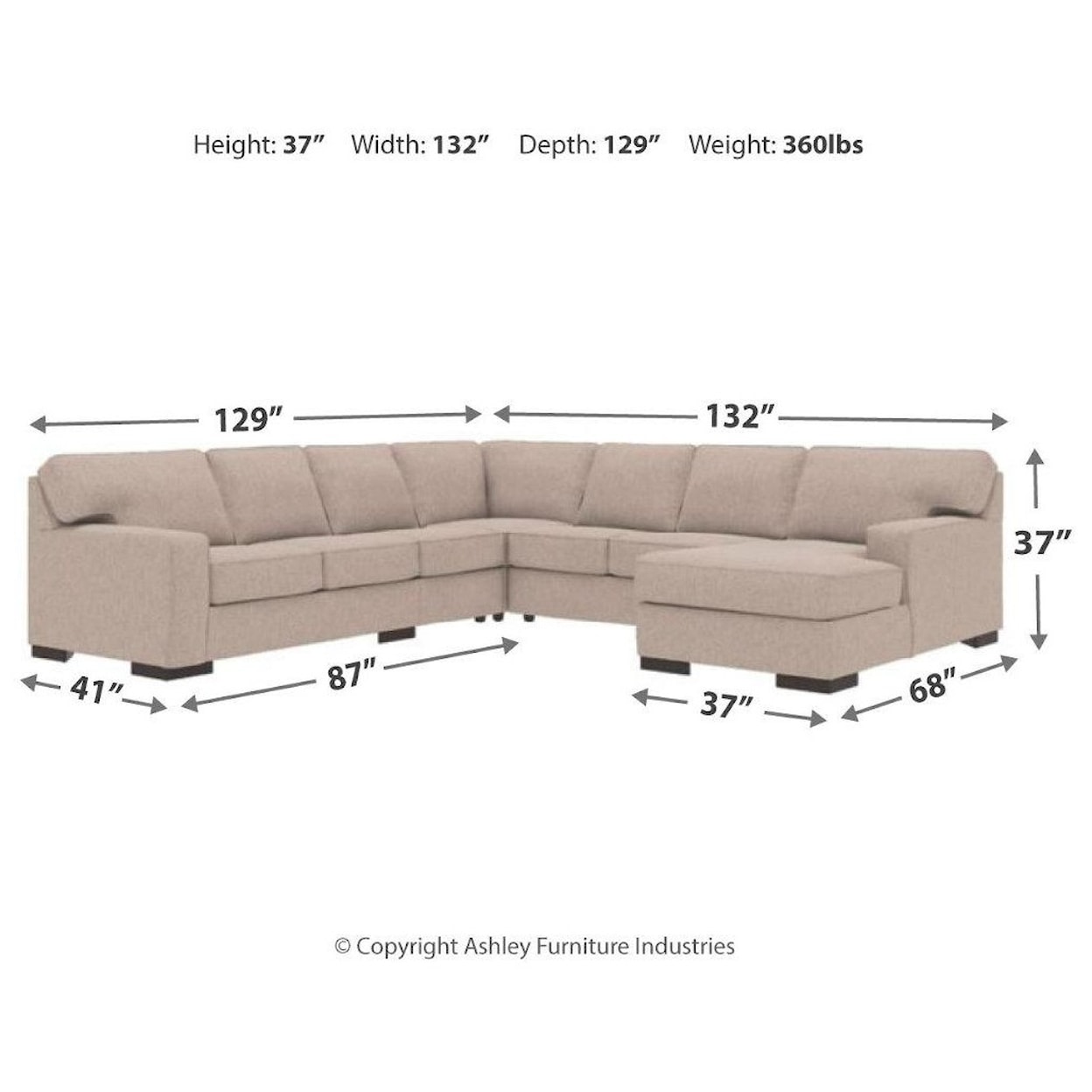 Ashley Furniture Ashlor Nuvella 5-Piece Sectional w/ Chaise
