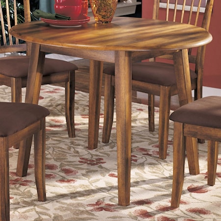 Hickory Stained Hardwood Round Drop Leaf Table