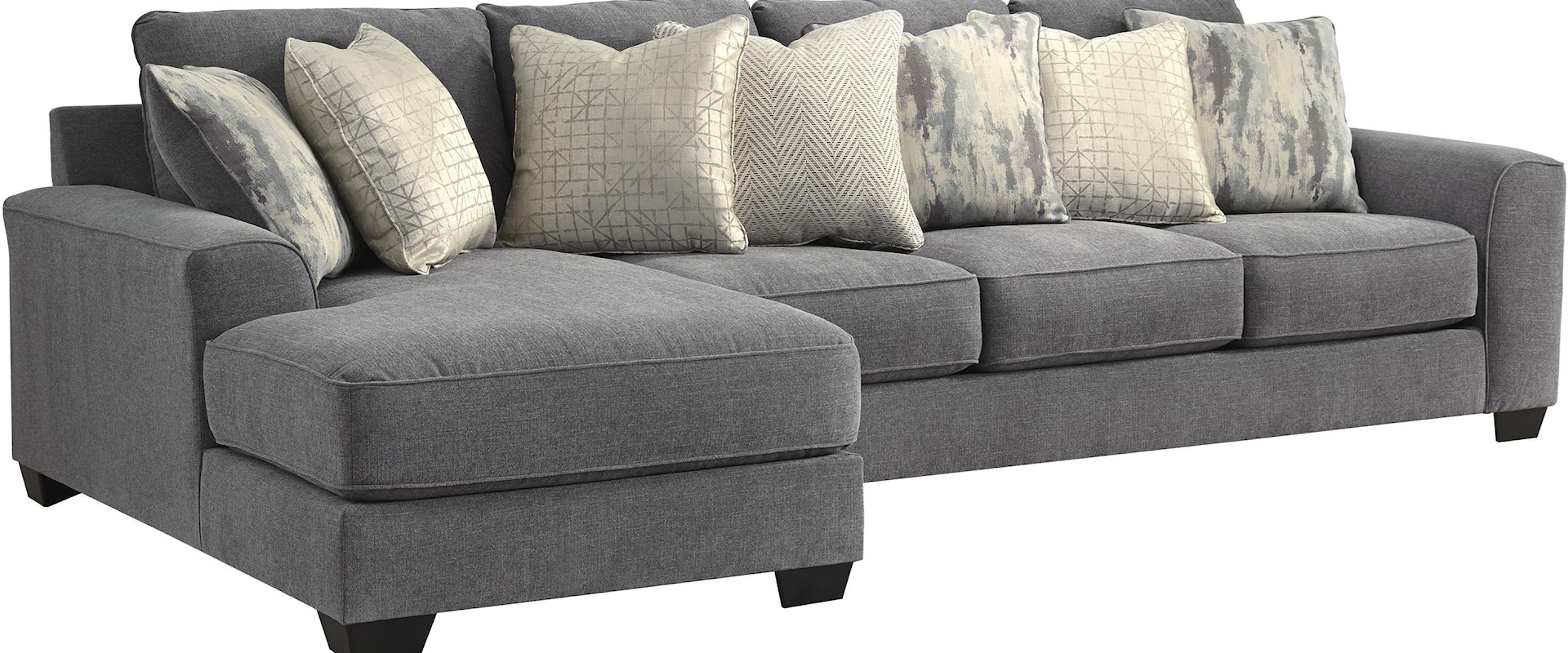 2 Piece Gray Sectional Chaise Sofa and Ottoman Set