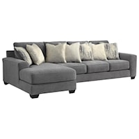 2 Piece Gray Sectional Chaise Sofa and Ottoman Set